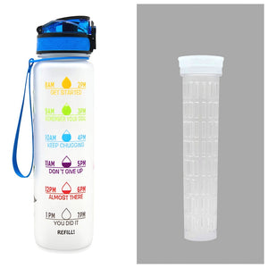 1 Litre Tritan Water Bottle With Time Marker For Sports And Fitness Activities