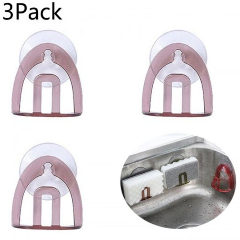 3Pack Kitchen Sink Suction Holder Soap Storage Rack Cup Sponge Bathroom Drying Brown