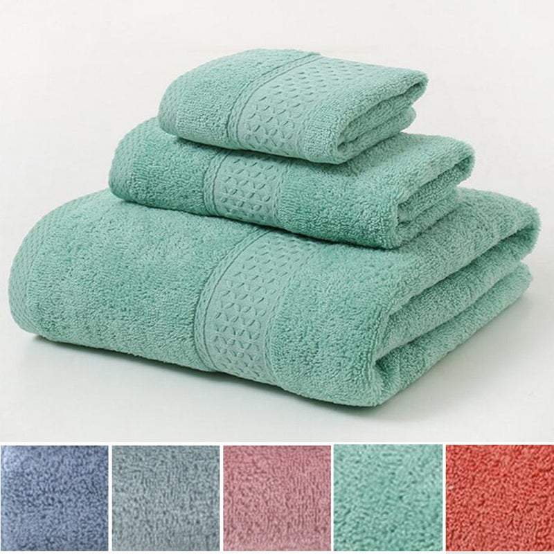 Towels 3Pcs Soft Cotton Set Lightweight Bath