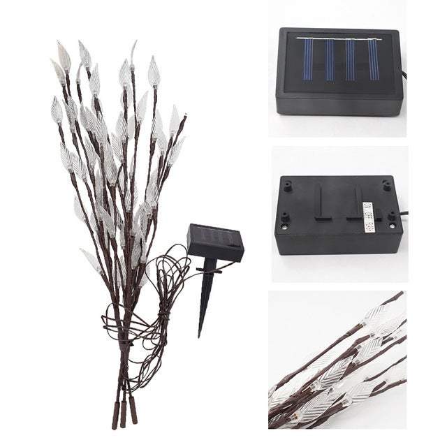 Christmas Decorations Outdoor Garden Lawn 60 Led Solar Power Branch Tree Leaf Flower Light Set