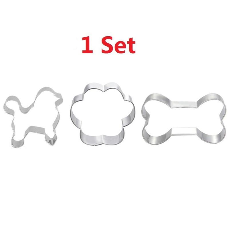 3Pcs Metal Cookie Cutter Paw Dog Puppy Bone Design