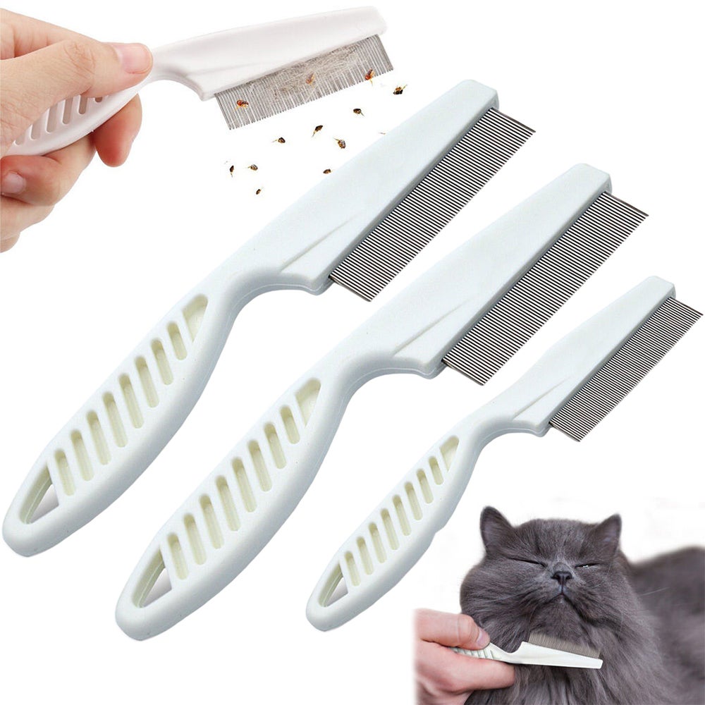 3 Pieces Pet Dog Stainless Steel Teeth Comb Flea Shedding Pets Grooming