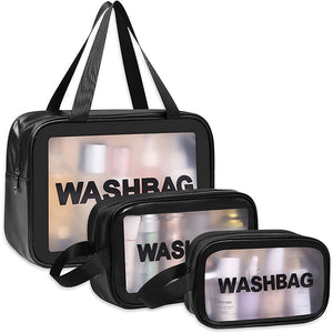 3 Pieces Pvc Cosmetic Bags For Makeup Travel Toiletry Wash Multifunctional Spa