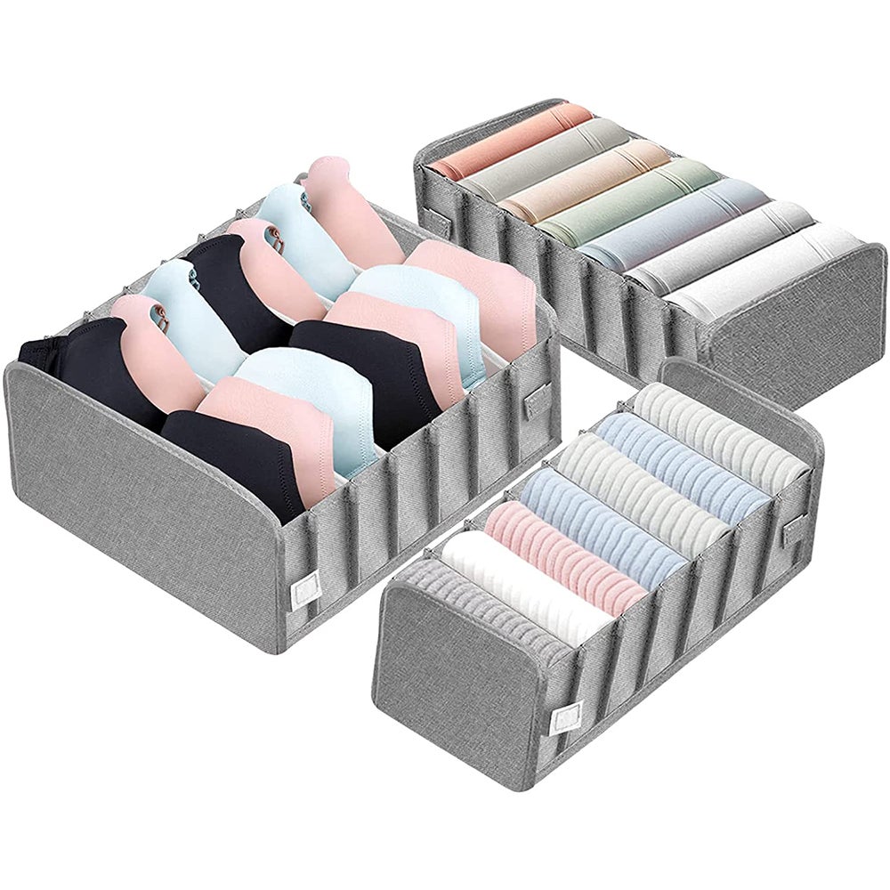 3 Piece Set Foldable Underwear Sock Organizer Drawer Closet Divider