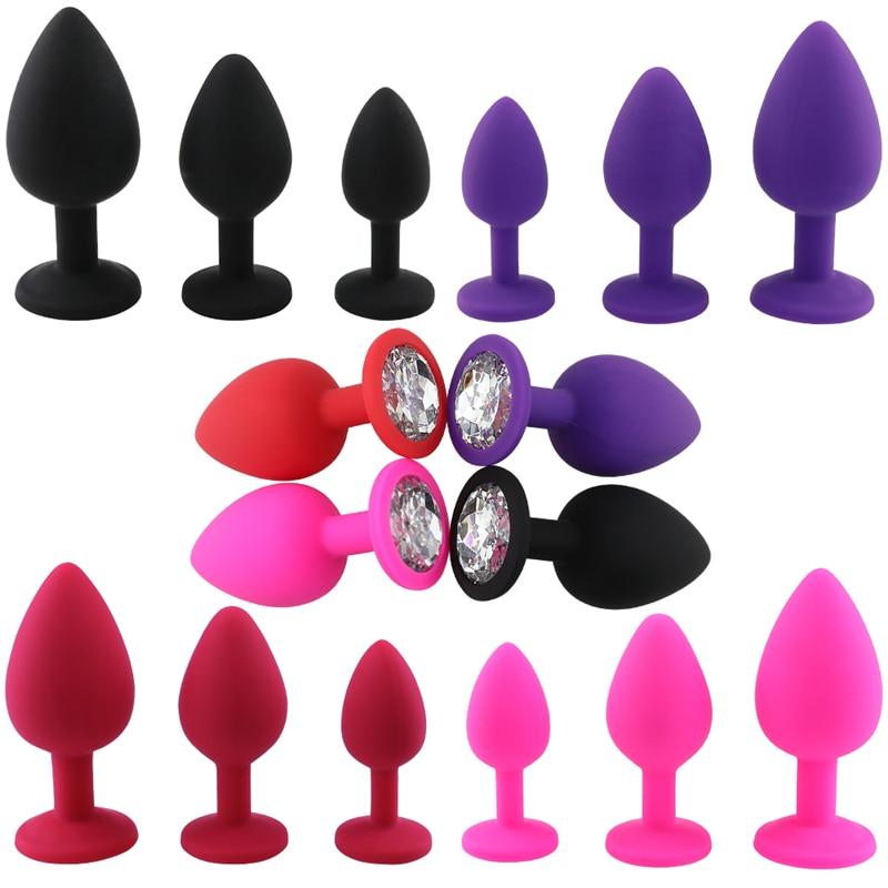 3 Set Silicone Crystal Jewel Butt Plugs Tear Drop Anal