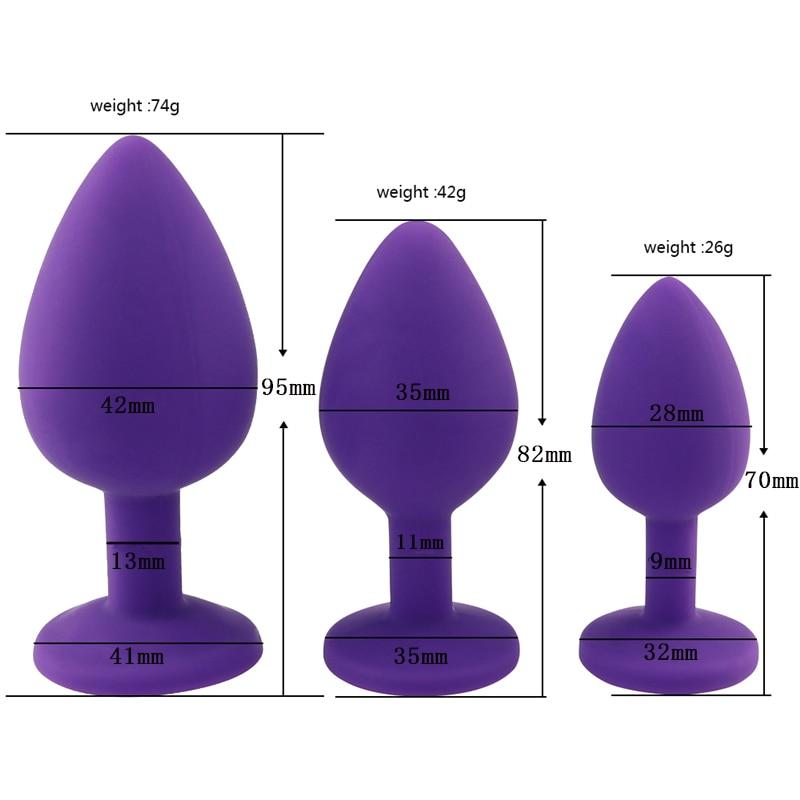 3 Set Silicone Crystal Jewel Butt Plugs Tear Drop Anal