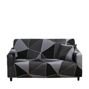 3 Seater Sofa Cover Gray Triangular Geometric Style Elastic Stretchable Slipcover