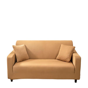 3 Seater Sofa Cover Plain Caramel Elastic Stretchable Slipcover For Living Room