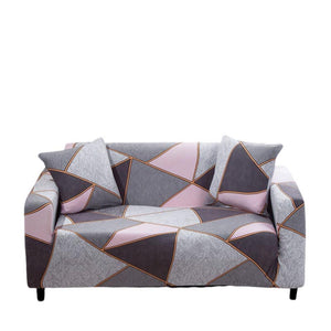 3 Seater Sofa Cover Gray Pink Geometric Style Protection For Living Room Chair Slipcovers