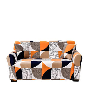 3 Seater Sofa Cover Orange Geometric Style Protection For Living Room Chair Slipcovers