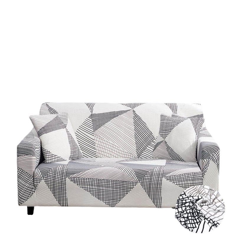 3 Seater Sofa Cover White Geometric Style Protection Living Room Chair Slipcover