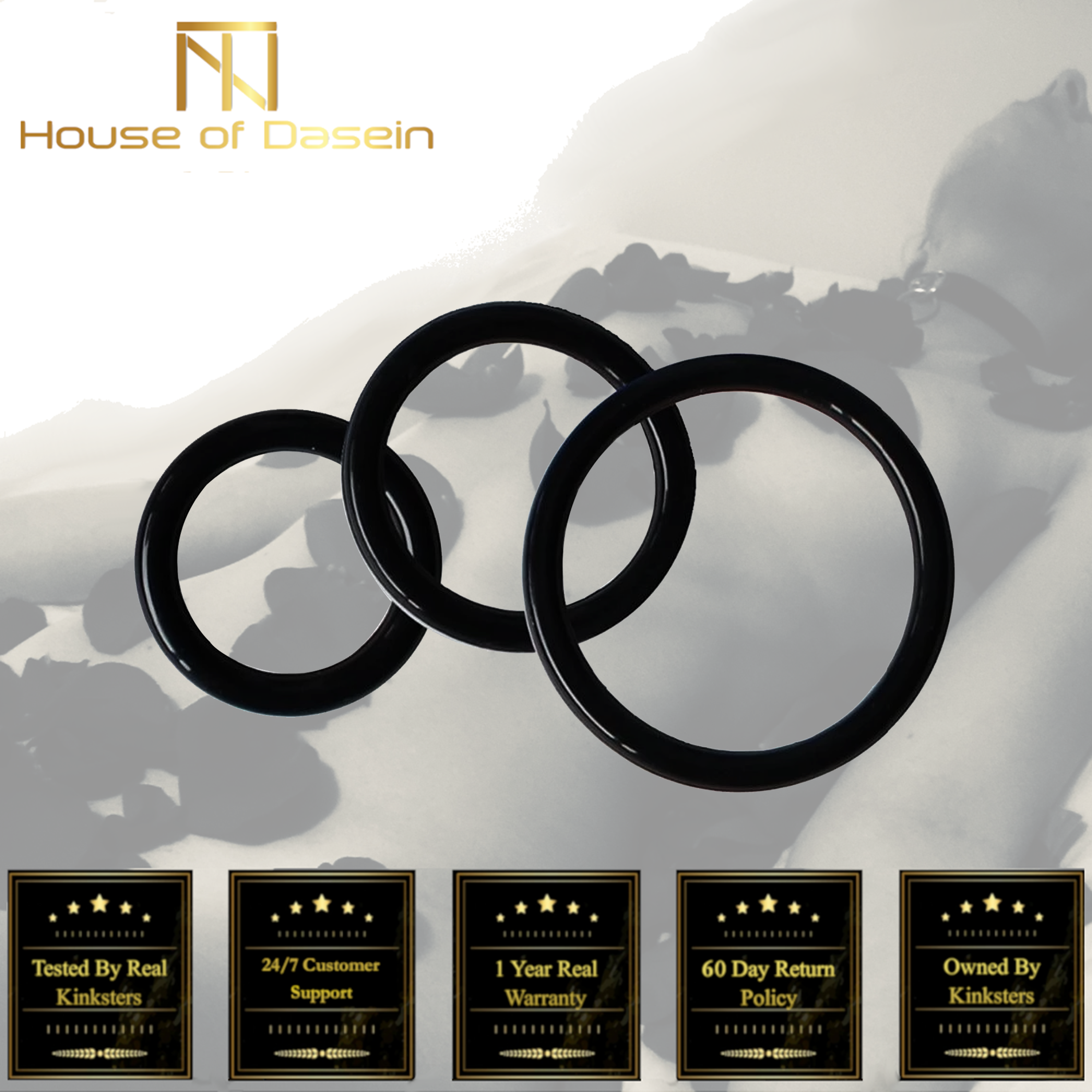 House Of Dasein Stretchy Black Cock Rings Set Ejaculation Delay