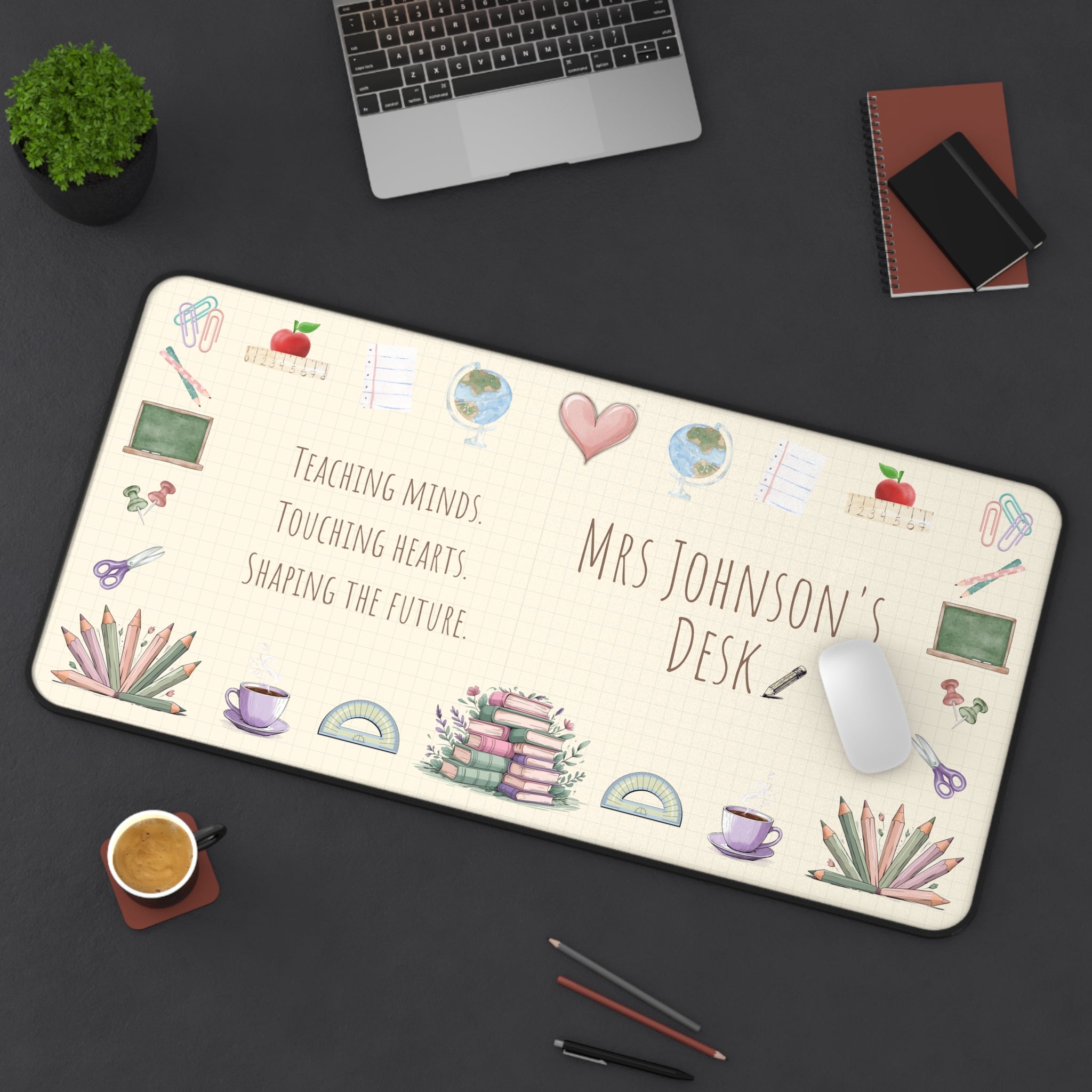 Personalized Teacher Desk Mat Cute Classroom Decor Gift for Teachers Custom Desk Accessory Inspirational Mouse Pad