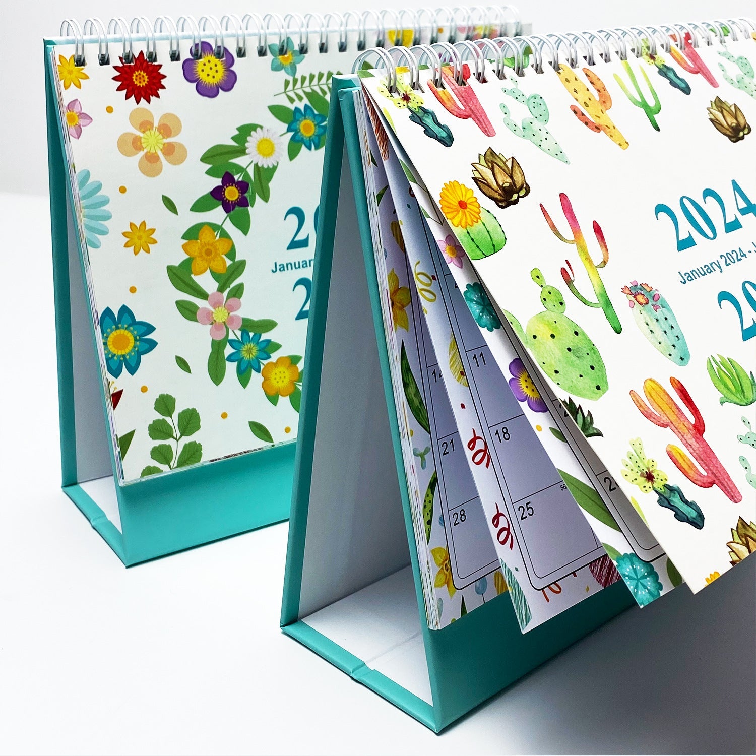 2024 English Creative Simple Desk Calendar Spring Flowers