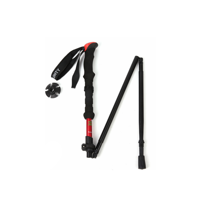 40Cm Section Telescopic Folding Short Trekking Pole Outdoor Straight Handle Cane With Storage Bag