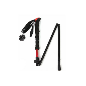 40Cm Section Telescopic Folding Short Trekking Pole Outdoor Straight Handle Cane With Storage Bag