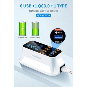 8-Port Led Display Usb Fast Charger Quick 40W Qc3.0 Charging Station