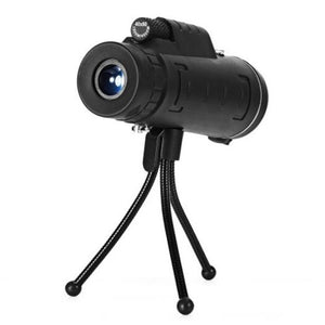 40X60 Monocular Telescope Hd Prism Scope With Compass Phone Clip Tripod Black