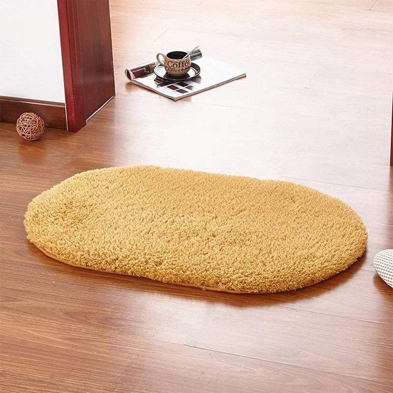 Door Mats 40X60cm Fleece Oval Floor Soft Anti Slip Foot