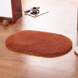 Door Mats 40X60cm Fleece Oval Floor Soft Anti Slip Foot