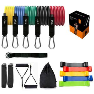 17 Pieces Latex Pull Rope Resistance Bands Kit Home Gym Equipment