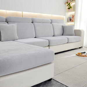 Sofa Cover Light Gray Shape Polyester Chenille Thick Stretchable Slipcovers