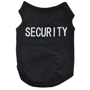 Black Printed Dog Security T Shirt Clothes