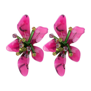 Veile Studios Acrylic Flower Retro Beach Style Earrings Trendy Womens Jewelry Accessories