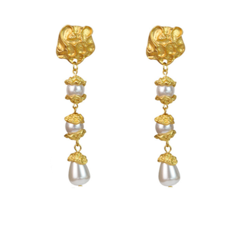 Veile Studios Floral Pearl Earrings Non Fading Alloy High End Design Trendy Accessories