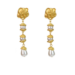 Veile Studios Floral Pearl Earrings Non Fading Alloy High End Design Trendy Accessories