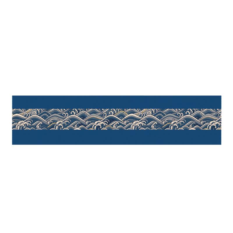 Modern Coastal Blue Wave Dining Table Runner Home Decor