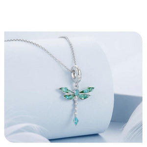 Veile Studios Original Retro Green Dragonfly Diy Pendant Charm For Bracelet Necklace S925 Pure Silver