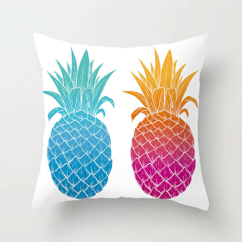 45 X 45Cm Stylish Tropical Green Red Yellow Pineapple Cushion Cover