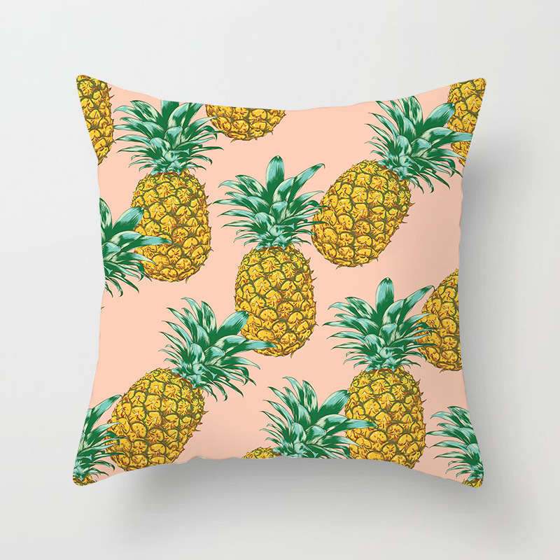 45 X 45Cm Stylish Tropical Green Red Yellow Pineapple Cushion Cover