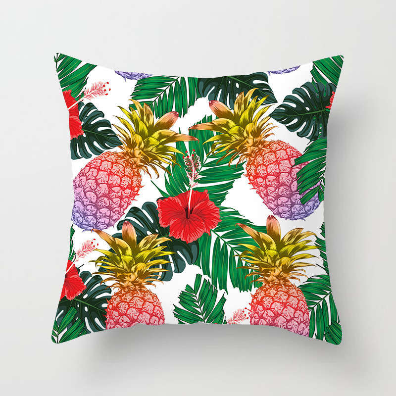 45 X 45Cm Stylish Tropical Green Leaves Cushion Cover