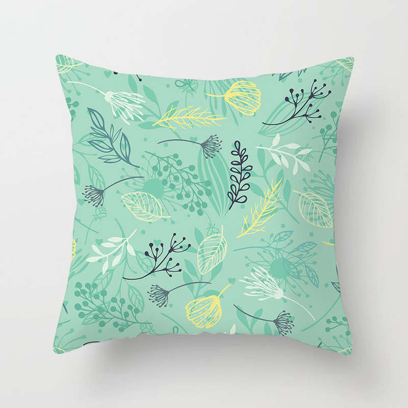 45 X 45Cm Stylish Tropical Green Leaves Cushion Cover