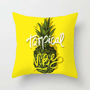 45 X 45Cm Stylish Tropical Green Red Yellow Pineapple Cushion Cover