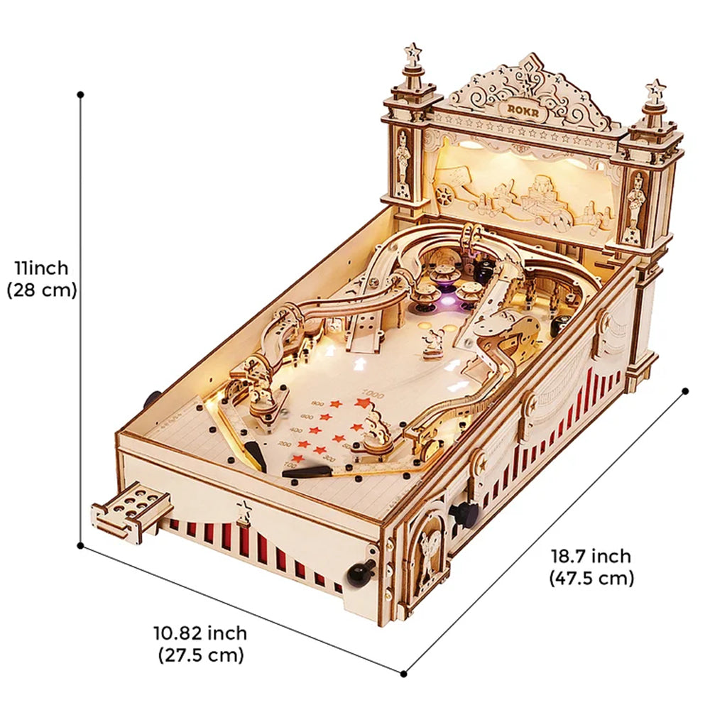 Robotime Rokr Diy Pinball Machine 3D Wooden Puzzle Table Game Eg01