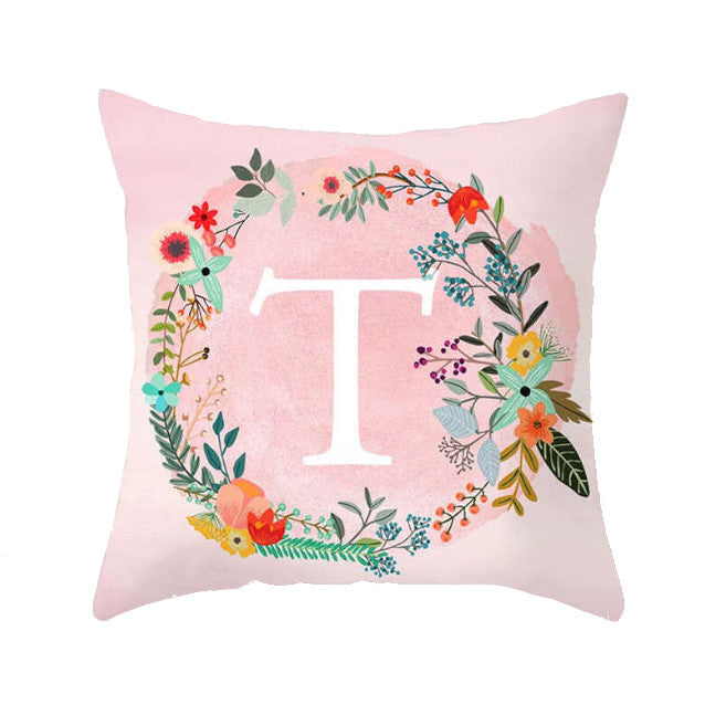 45 X 45Cm Letter Cushion Cover White T Wreath