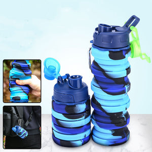 Collapsible Water Bottle Leakproof Fold Silicone Cute Bottles Kids Cup With Straw