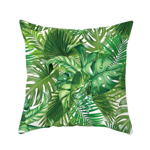 45 X 45Cm Stylish Tropical Green Leaves Cushion Cover