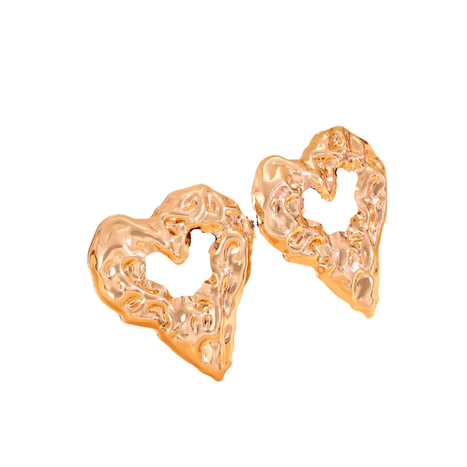 Veile Studios New Pleated Lava Hollow Heart Shaped Earrings For Women Valentine's Day Jewelry