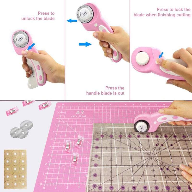 Craft Cutting Tools 45Mm Rotary Cutter Board Set A3 Self Healing Mat Fabric