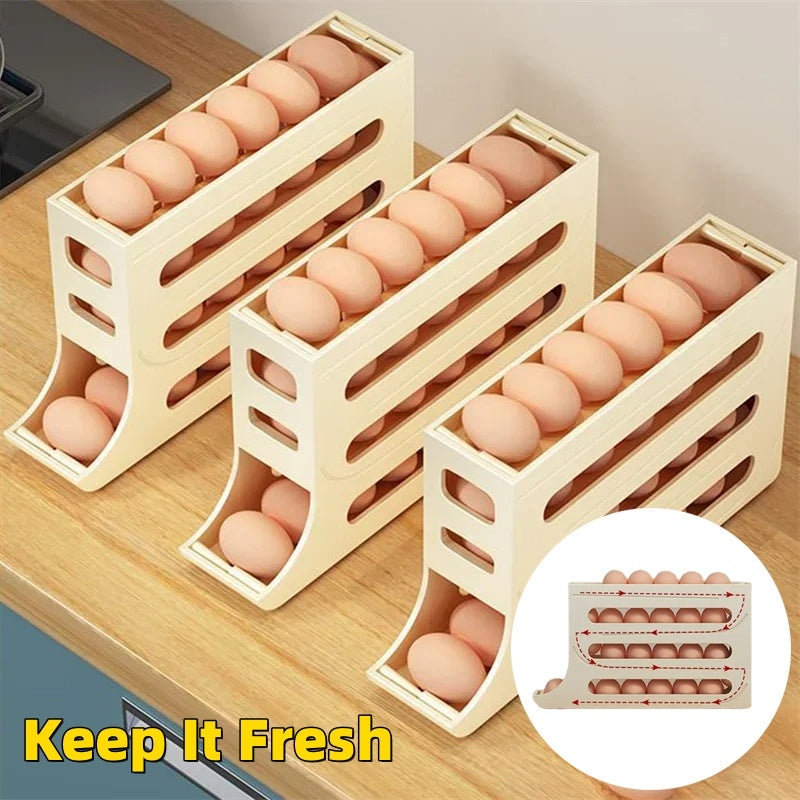 Refrigerator 4 Layer Automatic Egg Roller Sliding Tray Large Capacity Holder