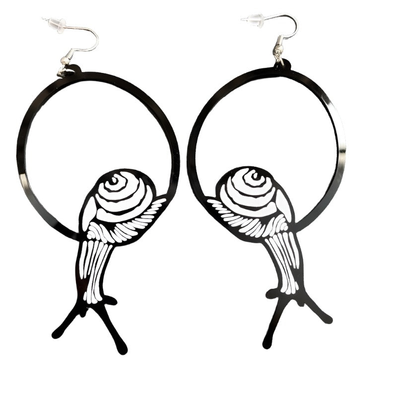 Veile Studios Acrylic Dangle Earrings Round Asymmetric Black Animals Drop Jewellery