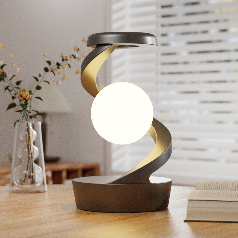 Rotating Moon Desk Lamp With Wireless Charging Sensor Control Table