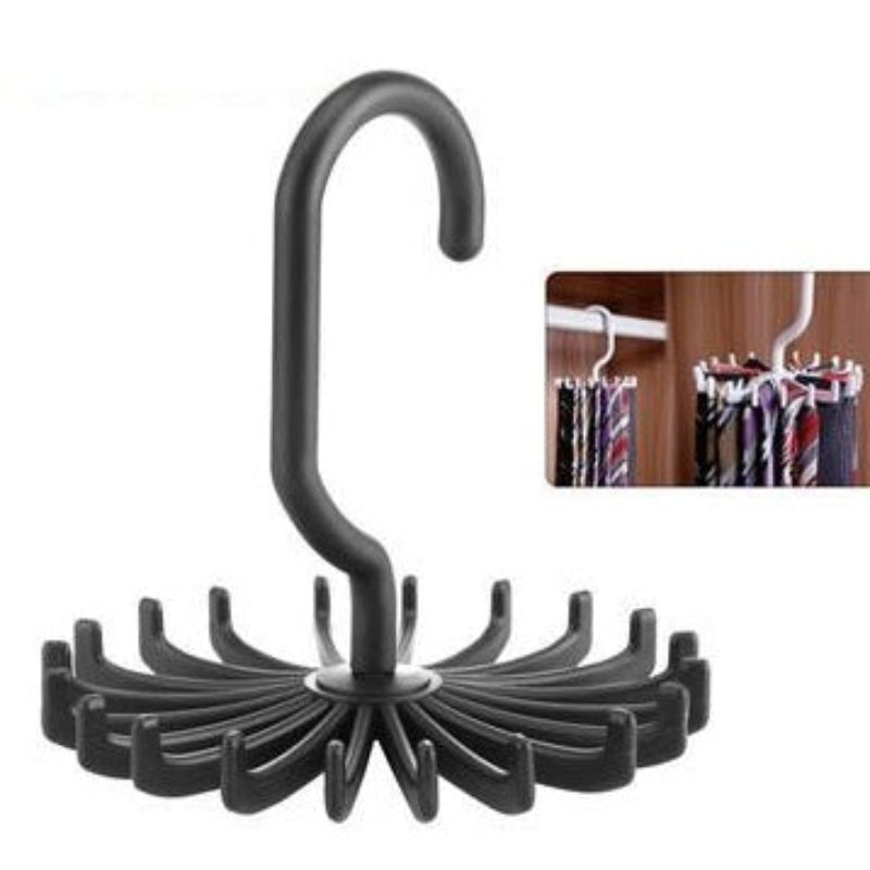 Plastic Portable Tie Rack For Closets Rotating Ties Hook Holder Belt Scarves Hanger