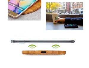 Bamboo Wooden Wireless Charger Desktop Charging Pad For Iphone