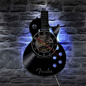 Retro Guitar Vinyl Record Wall Clock