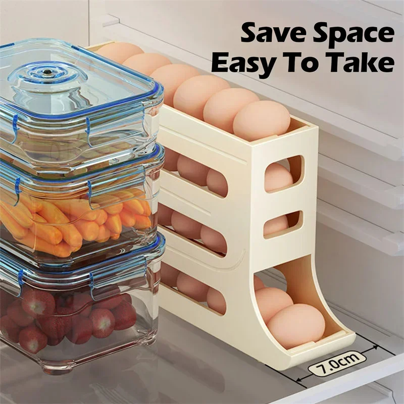 Refrigerator 4 Layer Automatic Egg Roller Sliding Tray Large Capacity Holder